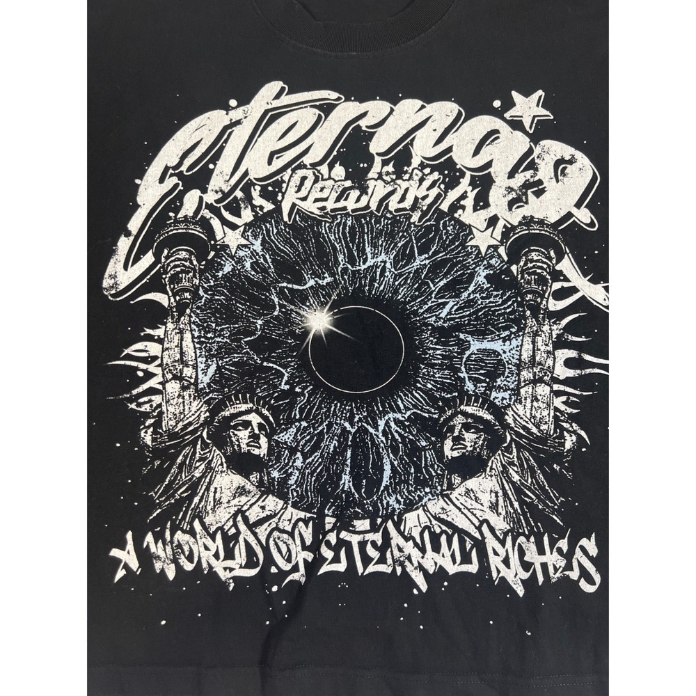 Hype Dept Graphic T-Shirt Black Statue of Liberty Eye Street Cosmic Unisex Lge